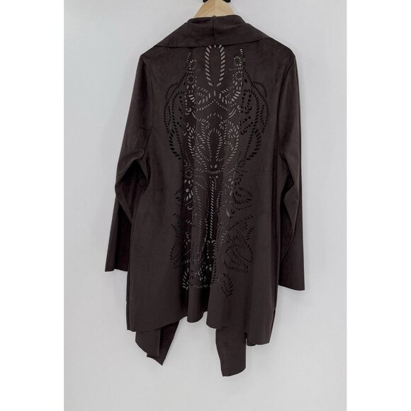 Soft Surroundings Plus Size Faux Suede Jacket Cutout Jacket 3x Western Boho - Picture 2 of 11